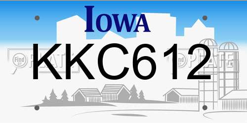 KKC612 Iowa License Plate