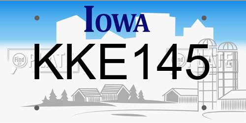 KKE145 Iowa License Plate