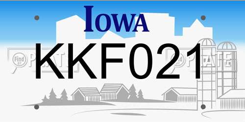 KKF021 Iowa License Plate