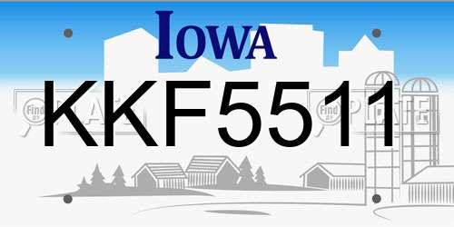 KKF5511 Iowa License Plate