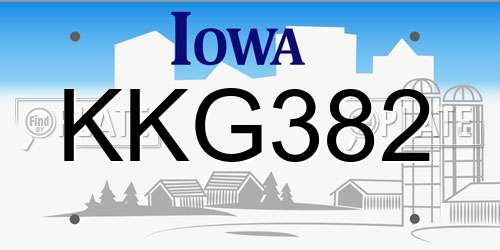 KKG382 Iowa License Plate