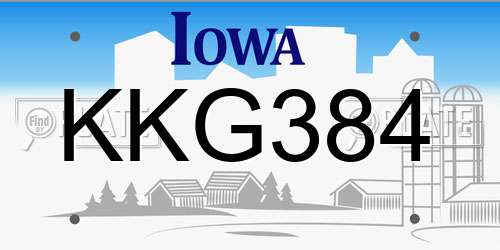 KKG384 Iowa License Plate