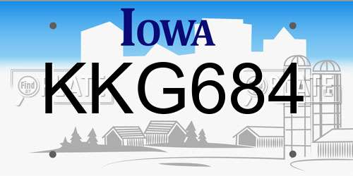 KKG684 Iowa License Plate
