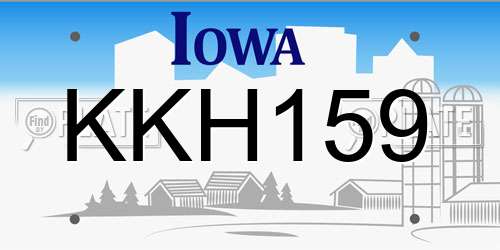 KKH159 Iowa License Plate