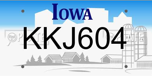 KKJ604 Iowa License Plate