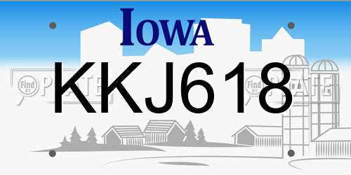KKJ618 Iowa License Plate