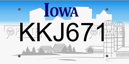 KKJ671 Iowa License Plate