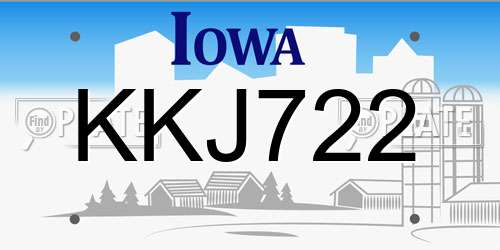 KKJ722 Iowa License Plate