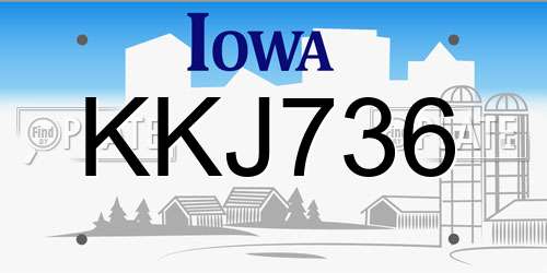 KKJ736 Iowa License Plate