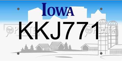 KKJ771 Iowa License Plate