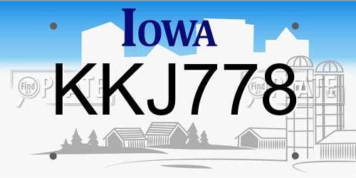 KKJ778 Iowa License Plate