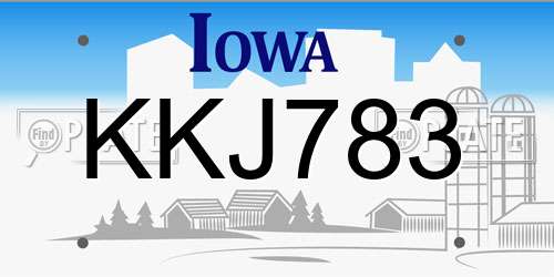 KKJ783 Iowa License Plate