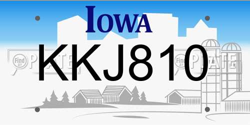 KKJ810 Iowa License Plate