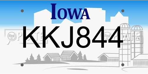 KKJ844 Iowa License Plate