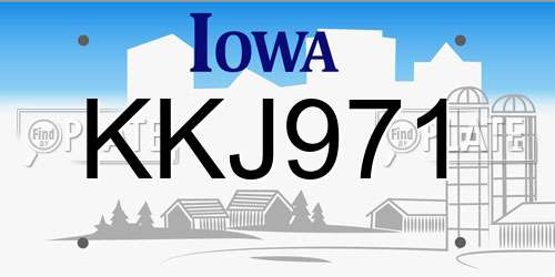 KKJ971 Iowa License Plate