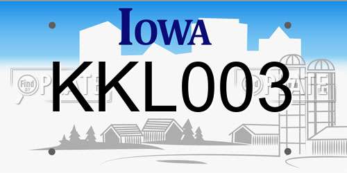 KKL003 Iowa License Plate