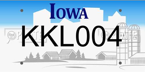 KKL004 Iowa License Plate