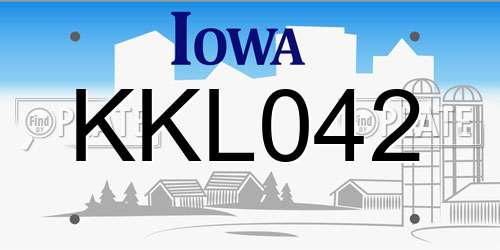KKL042 Iowa License Plate