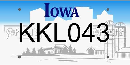 KKL043 Iowa License Plate