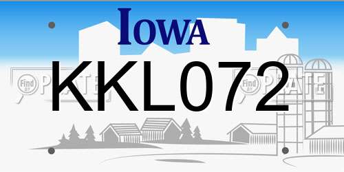KKL072 Iowa License Plate