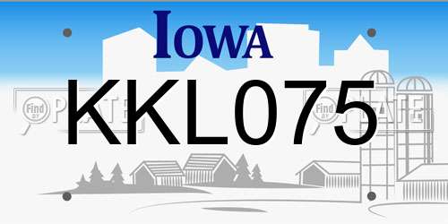KKL075 Iowa License Plate