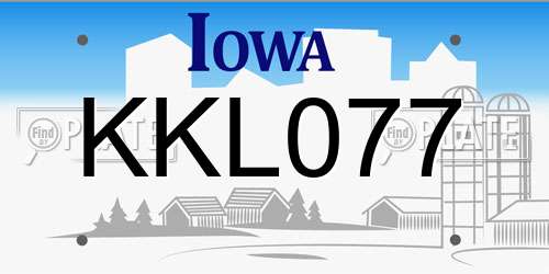 KKL077 Iowa License Plate