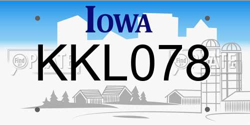 KKL078 Iowa License Plate