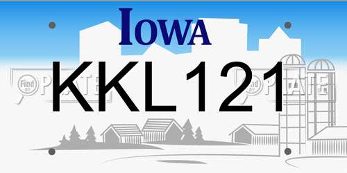 KKL121 Iowa License Plate