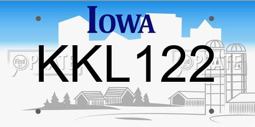 KKL122 Iowa License Plate