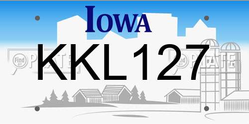 KKL127 Iowa License Plate