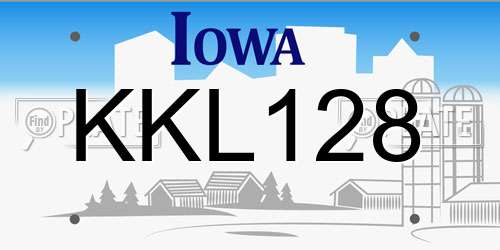 KKL128 Iowa License Plate