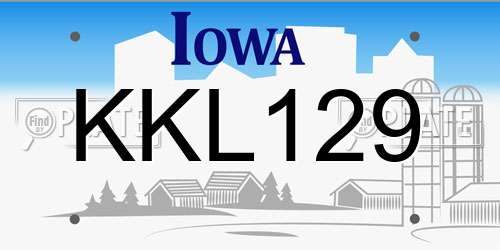 KKL129 Iowa License Plate