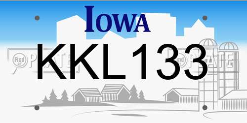 KKL133 Iowa License Plate