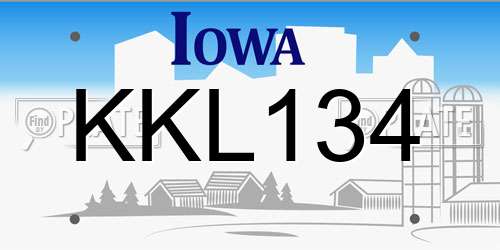 KKL134 Iowa License Plate