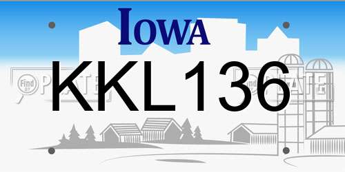 KKL136 Iowa License Plate