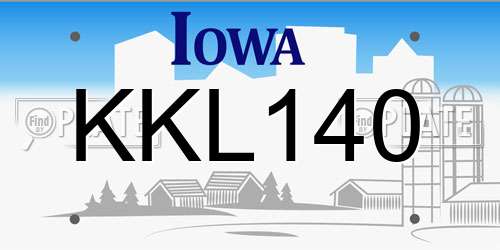 KKL140 Iowa License Plate