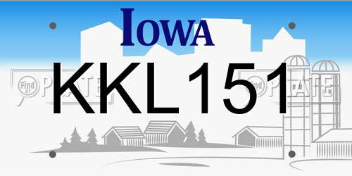 KKL151 Iowa License Plate