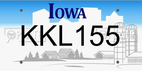 KKL155 Iowa License Plate
