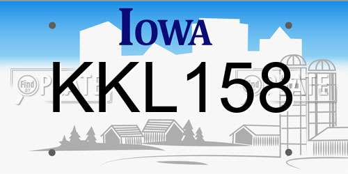 KKL158 Iowa License Plate