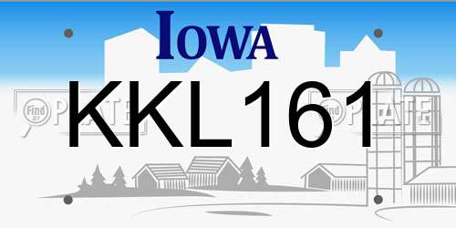 KKL161 Iowa License Plate