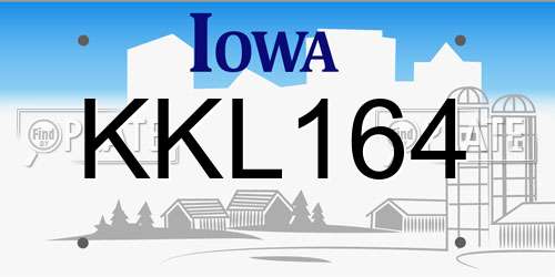KKL164 Iowa License Plate