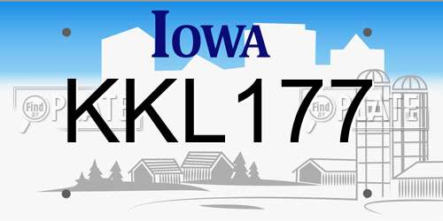 KKL177 Iowa License Plate