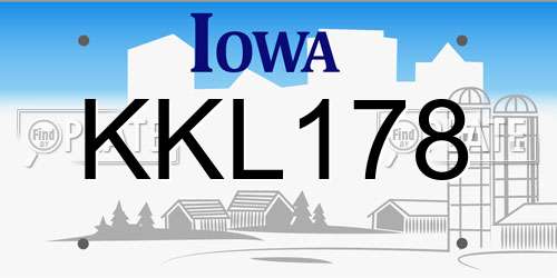 KKL178 Iowa License Plate