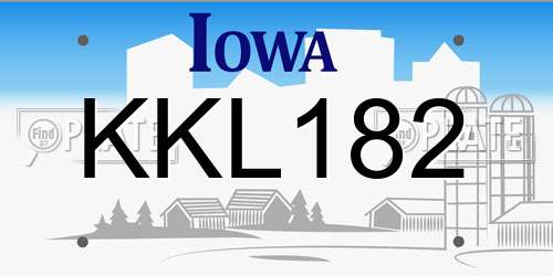 KKL182 Iowa License Plate