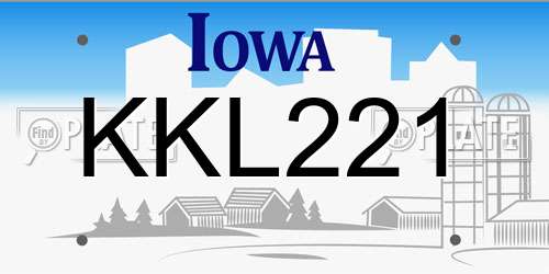 KKL221 Iowa License Plate