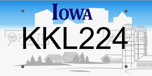 KKL224 Iowa License Plate
