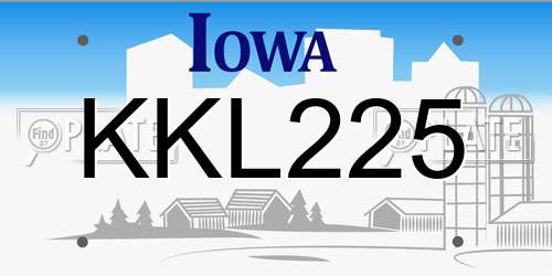 KKL225 Iowa License Plate