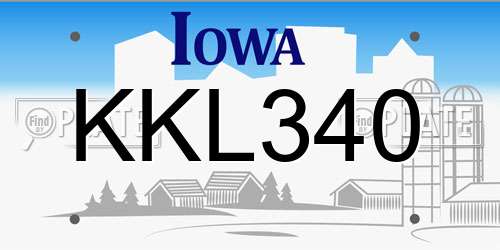 KKL340 Iowa License Plate