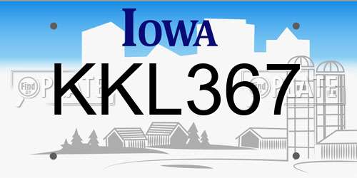 KKL367 Iowa License Plate