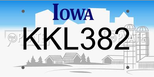 KKL382 Iowa License Plate